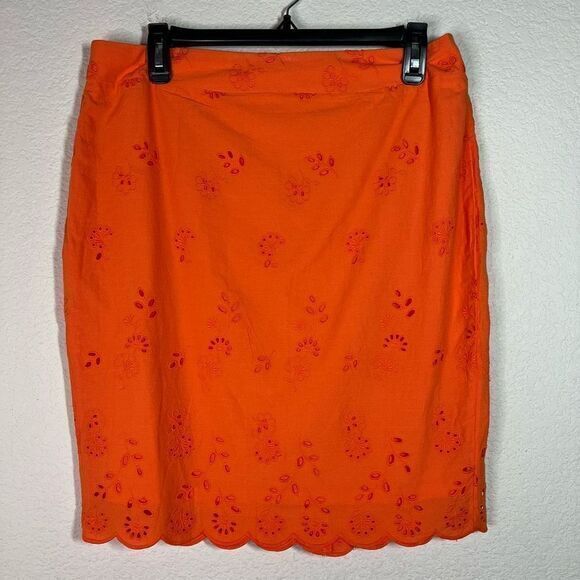 Ann Taylor Orange Eyelet Scalloped Hem Mini Skirt Womens Petite Size 10P NWT - Picture 1 of 7